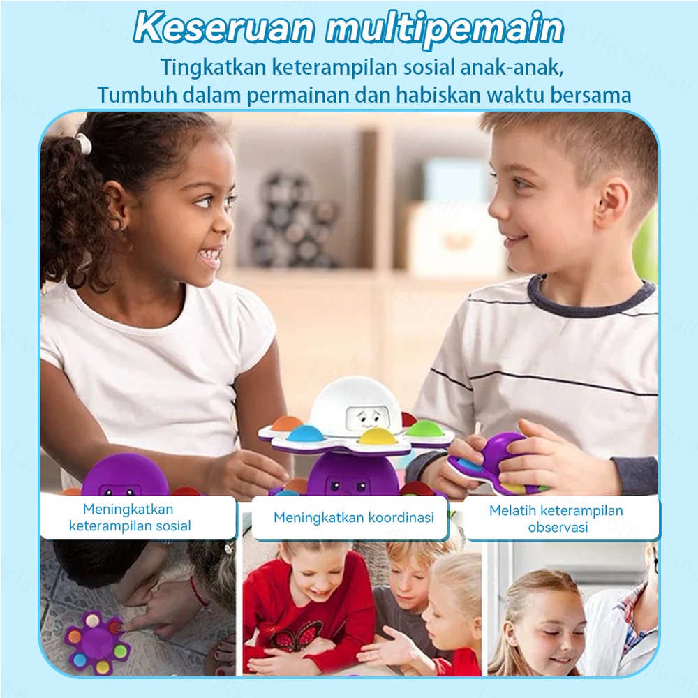 Lakhu Mainan Edukasi Anak Fidget Spinner Baby Pop It Spinner Perubahan Wajah Gurita