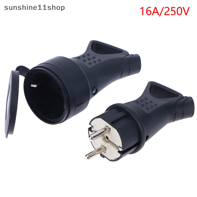 Sho EU Rubber Waterproof Socket Plug Electrial Membumi Konektor Eropa Dengan Penutup IP54 Untuk DIY Kabel Listrik Cord 16A 250V N