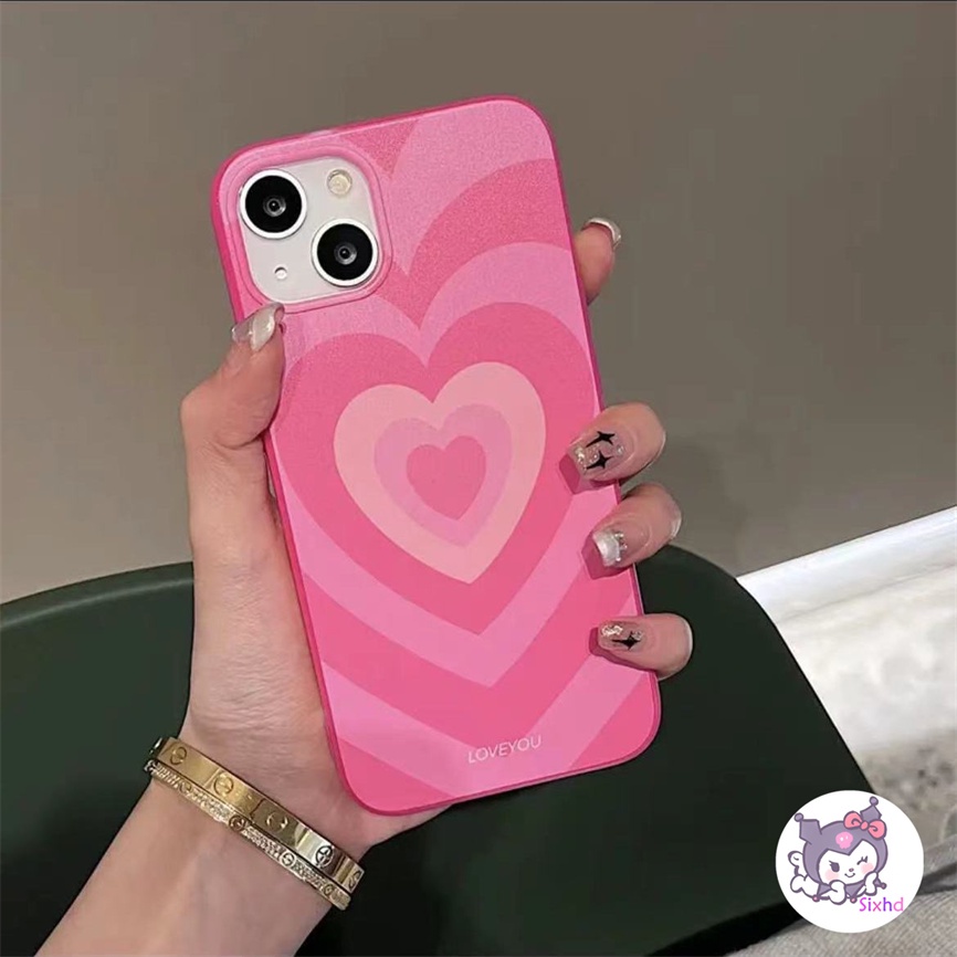 IPHONE Kompatibel Untuk Iphone14 13 12 11 Pro Max SE 2020 X Xr Xs Max8 7 6Plus Silikon Ins Pink Love Cute Heart Phone Case Lembut Anti Jatuh Pelindung TPU Cover