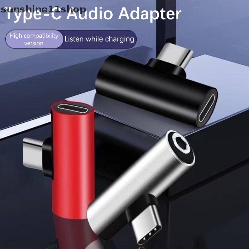 Sho 2-In-1 Charging Type-C To Type-C Male To Female Adaptor Headphone Jack 3.5mm N