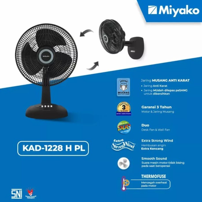 Miyako Kipas Angin Dinding Meja 12inch KAD 1228 H PL 1228H Desk Fan