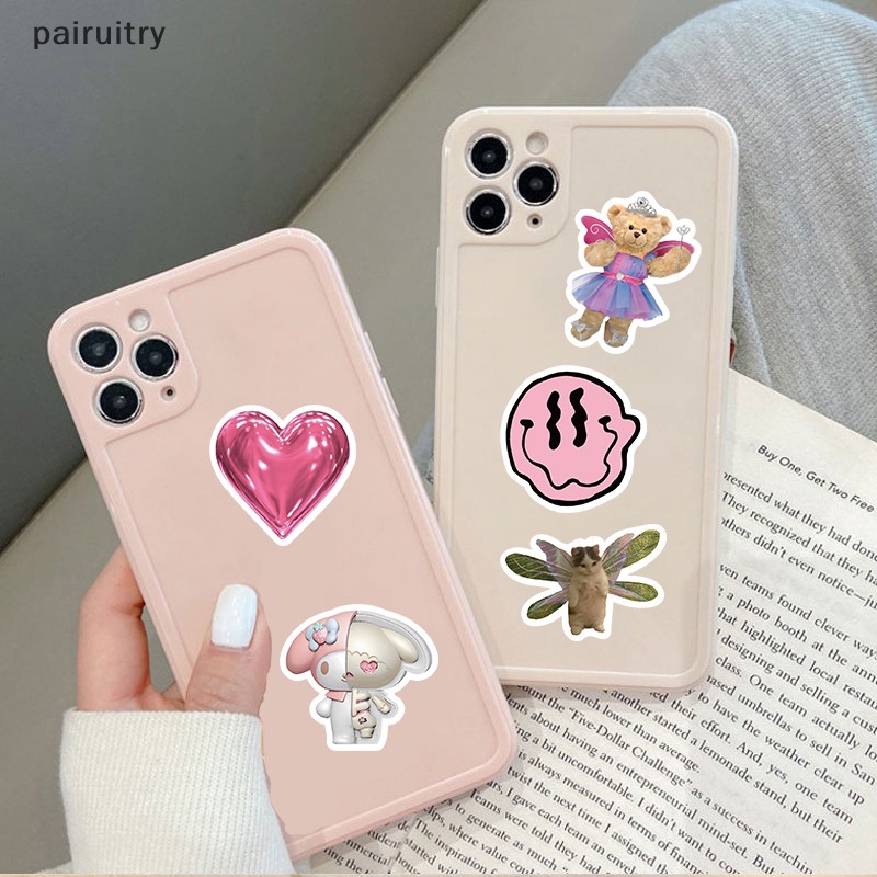 Prt 58Pcs Y2k Pink Stiker Lucu Imut Graffiti Cewek Skateboard Tahan Air Bagasi Sport DIY Laptop Stiker Mobil Decals Mainan Anak PRT