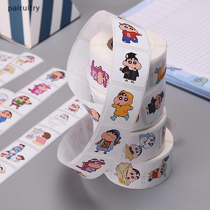 Prt500/pcs Crayon Shin-chan Sealing Sticker Lucu Kartun Hadiah Anak Dorongan Stiker Hadiah Anak Decor Perlengkapan Guru PRT