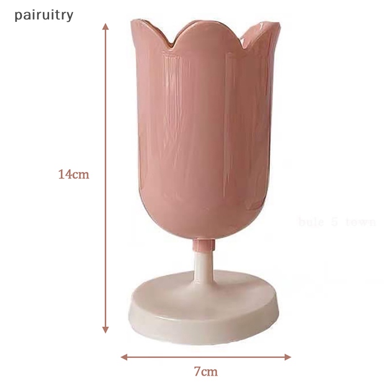 Prt INS Tulips Storage Bucket Pen Holder Gelas Penyimpanan Plastik Makeup Brush Holder Desktop Storage Organizer Siswa Alat Tulis PRT