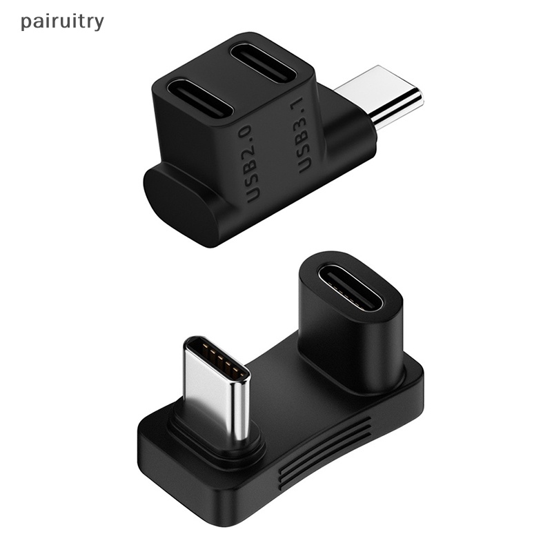 Prt 10Gbps 2in1 USB C Adapter 90derajat USB C Extender Sudut Kanan PD 100W PRT Cepat