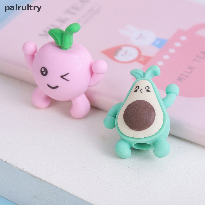 Prt Random Lucu Kreatif Penghapus Boneka Buah Dengan Lubang Mini Eraser Kawaii Stationery Sekolah Kantor Perlengkapan Koreksi Anak Karet PRT