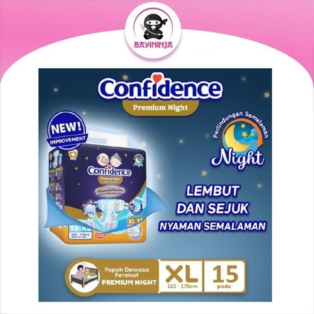 CONFIDENCE Premium Night Tape Popok Perekat Dewasa XL15 XL 15