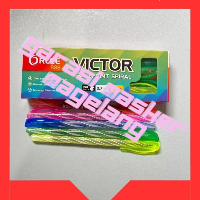 

Bolpoin ulir 1pcs merek orlee tinta hitam