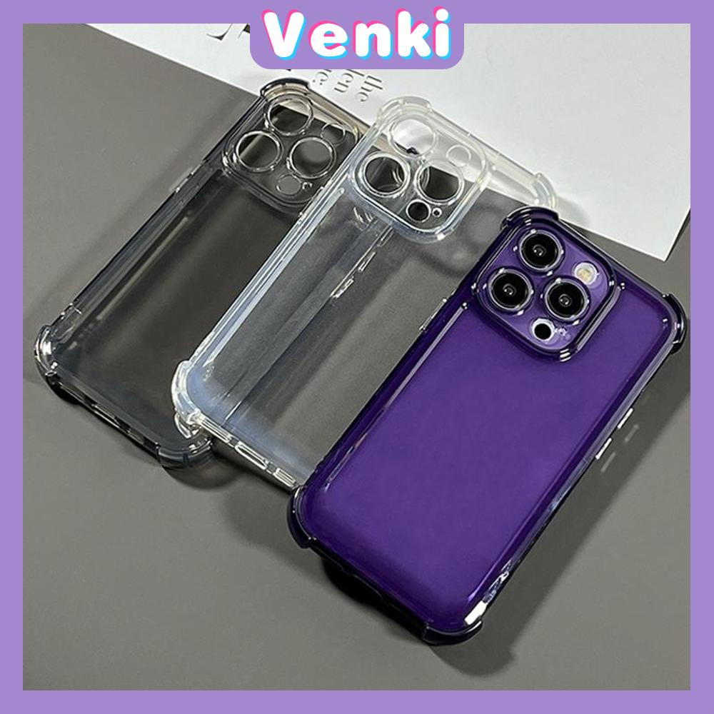 VENKI - Untuk iPhone Case Bening Phone Case Soft TPU Airbag Tahan Guncangan Kamera Case Simple Comfort Ungu Hitam Kompatibel dengan iPhone 14 Pro Max 13 Pro max 12 Pro Max 11 xr xs max 7 8