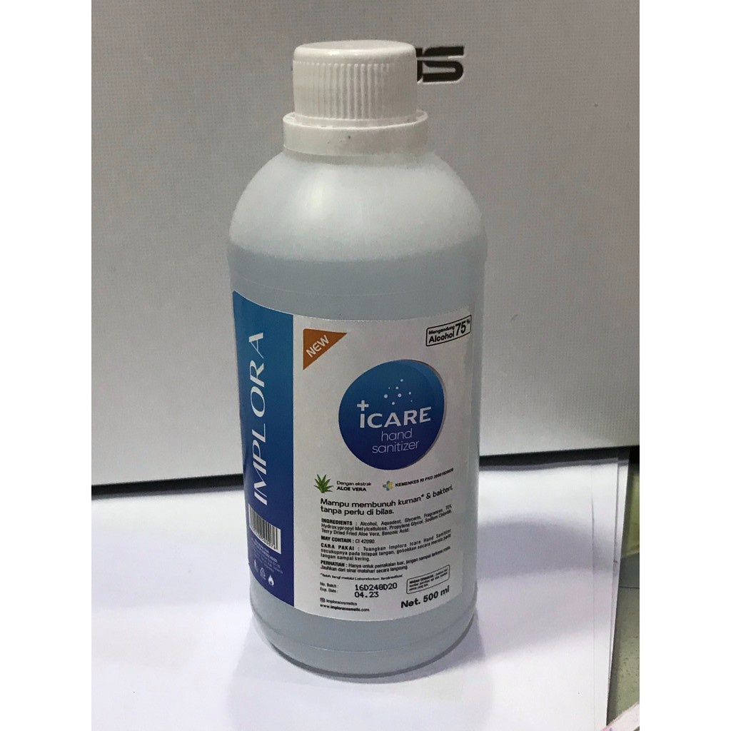 [GIFT BELANJA 40k] HAND SANITIZER GEL 500 ml IMPLORA ICARE PUMP AND REFILL Melembabkan Tangan Melindungi dari Virus Kuman Bakteri