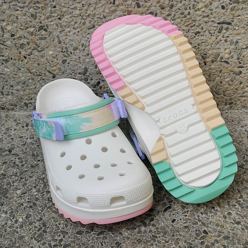 Sandal Crocs Hiker Clog Unisex - Putih Pelangi