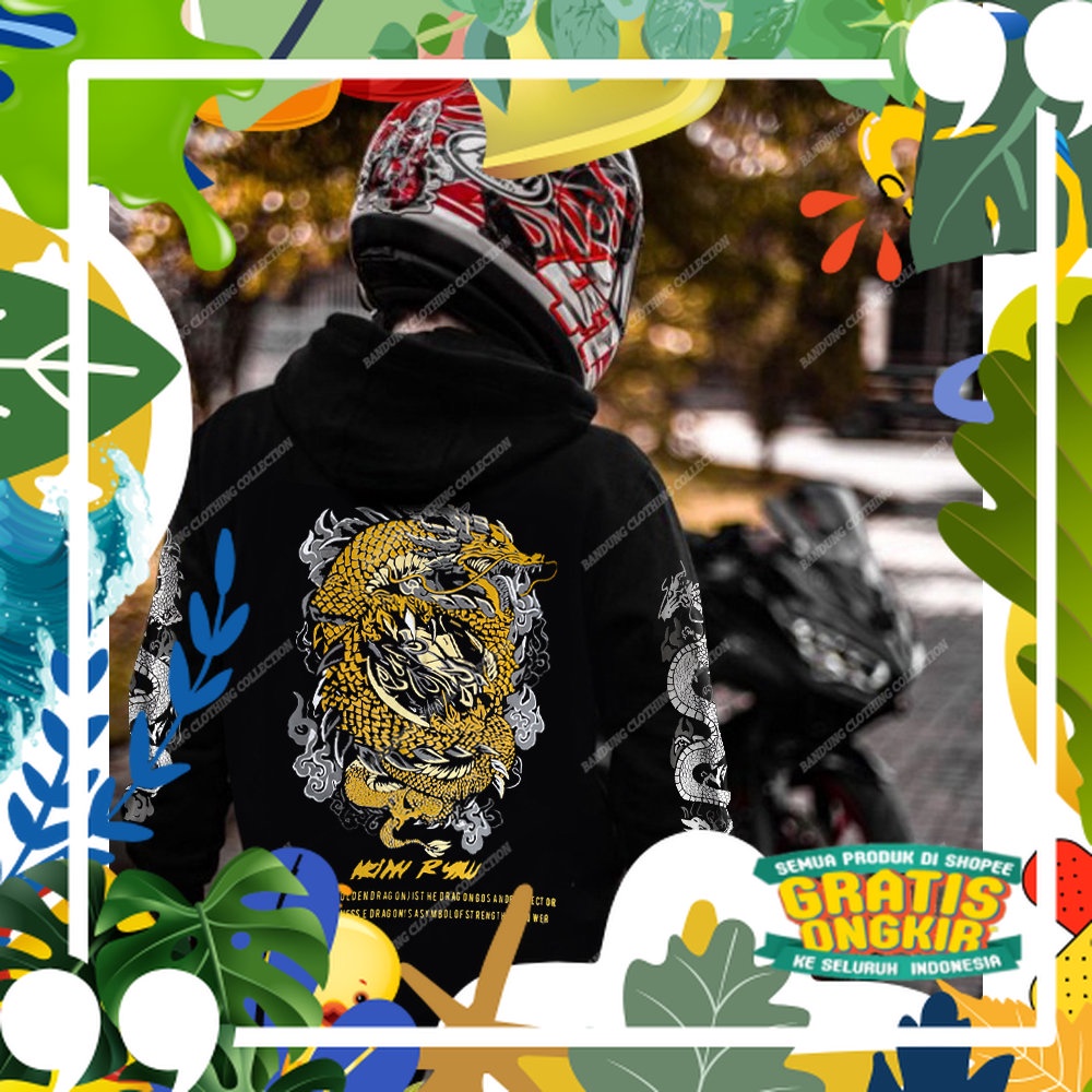 Pullover Hoodie Naga Jepang Aesthetic Sunmori - Jaket Sweater Pria/ Besar Kecil Sedang