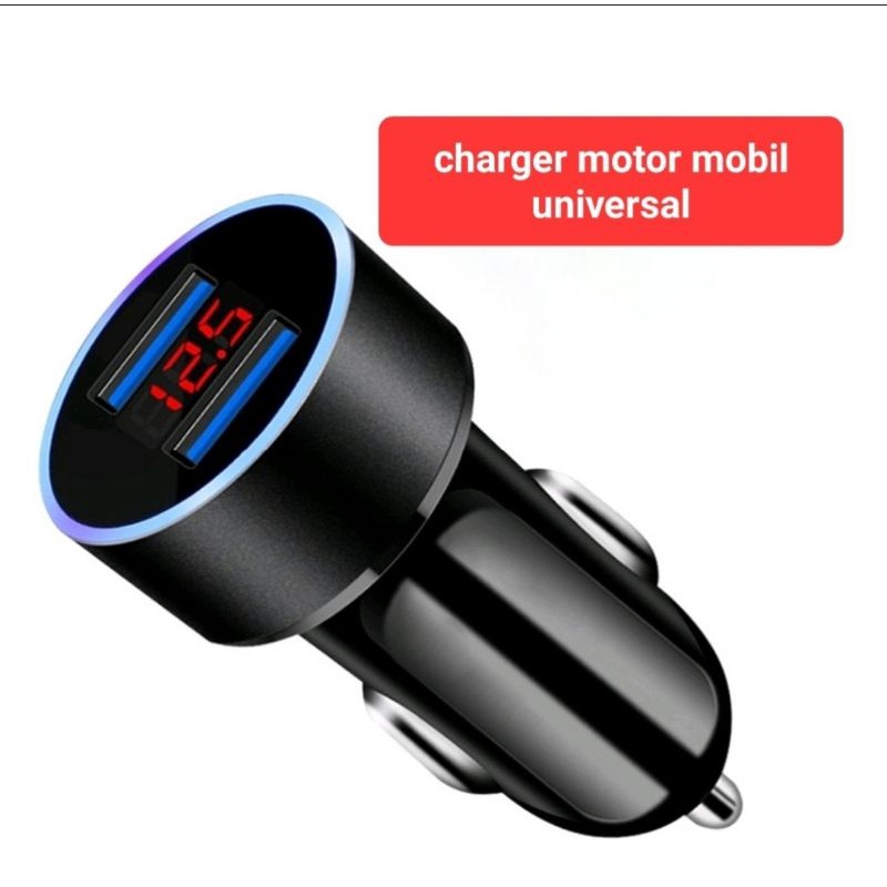 charger motor led digital car charger casan mobil motor volt meter dual USB  casan lighter motor