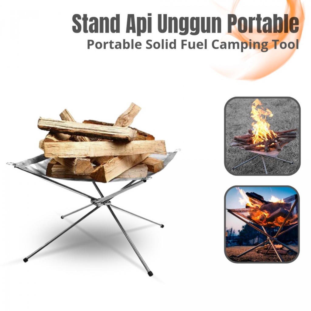 Glodpuppe Stand Tatakan Api Unggun Portable Solid Fuel Camping Tool