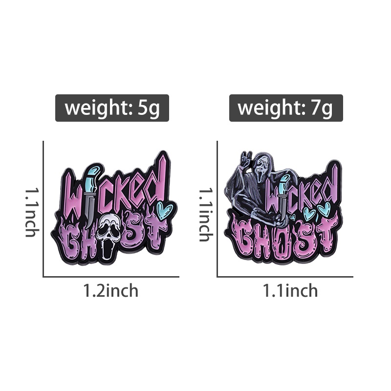 Wicked Ghost Face Enamel Pin Bros Screams Bros Kerah Lencana Punk Gothic Halloween Perhiasan Hadiah Untuk Anak-Anak Teman