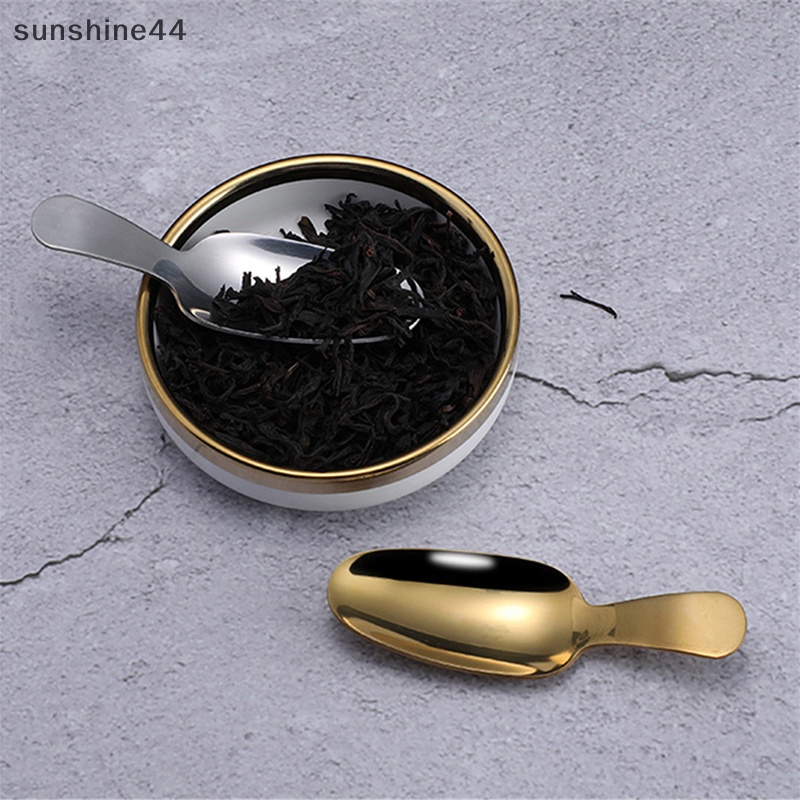 Sunshine Sendok Stainless Steel Mini Bumbu Dapur Bumbu Sendok Gula Teh Kopi Sendok Gagang Pendek Kayu Anak Sendok Gadget Dapur ID