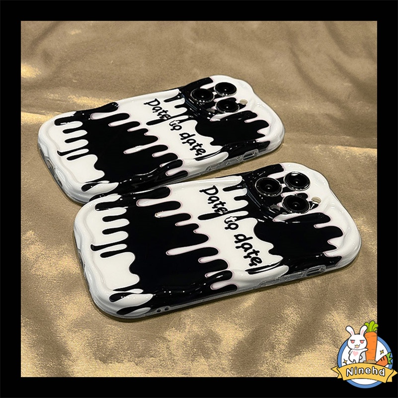 Realme C55 C35 C33 C30 C30s C21Y C25Y C25 C25s C20 C20A C15 C12 C11 8i 5 5s 5i 6i C3 3D Premium Black White Ice Cream Phone Case Wave Edge Anti Jatuh Lembut Silikon Penutup Pelindung