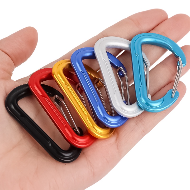 1pc Warna Acak Luar Aluminium Alloy Die-casting Musim Semi Gesper Bentuk D Keselamatan Carabiner Ransel Gantung Snap Hook Gantungan Kunci