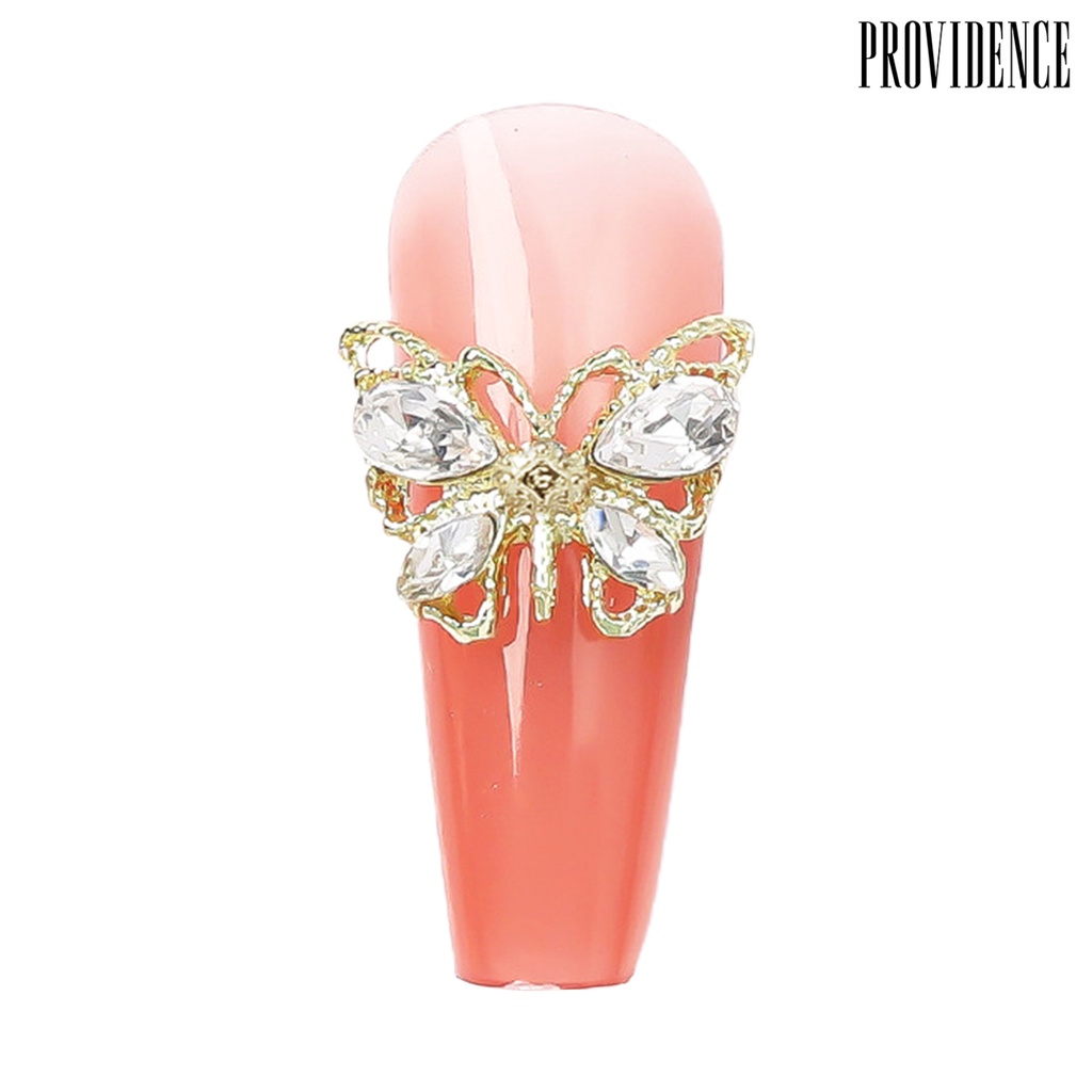 Providence 20 Pcs Butterfly Nail Charms Shining Rhinestones Inlay Faux Crystal 3D Charms DIY Manicure Aksesoris Nail Art Perhiasan Ponsel Case Dekorasi Perlengkapan Kuku