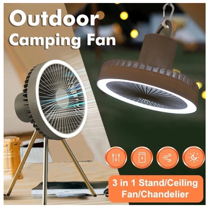 Kipas Angin Camping Led Outdoor Camping Fan Tripod Portable