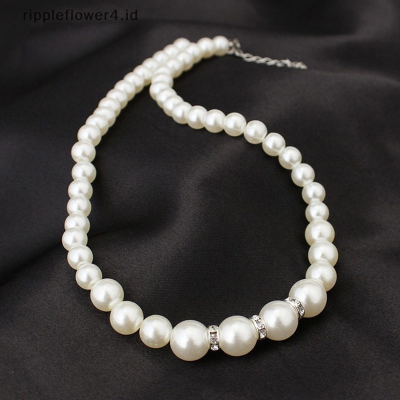 {rippleflower4.id} Kalung Gelang Anting Mutiara Set Pengantin Perempuan Pesta Pernikahan Hadiah Natal~