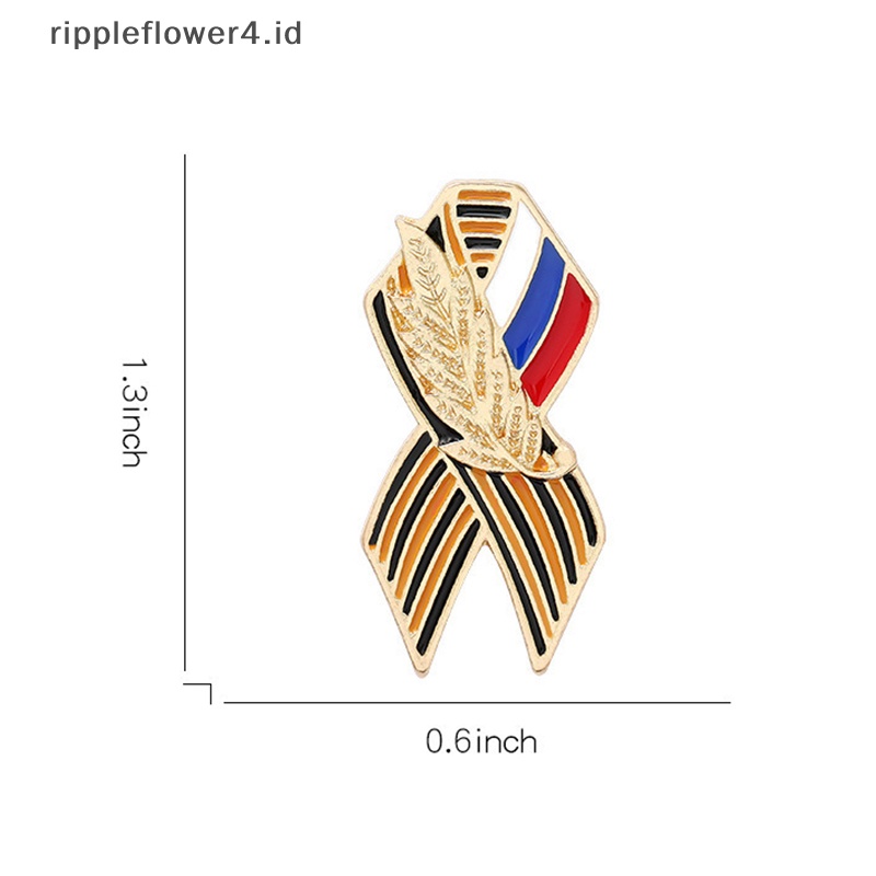 {rippleflower4.id} Pita Tanda Lencana Bendera Rusia Saint George Ribbon Lapel Pin Meriah Bros~