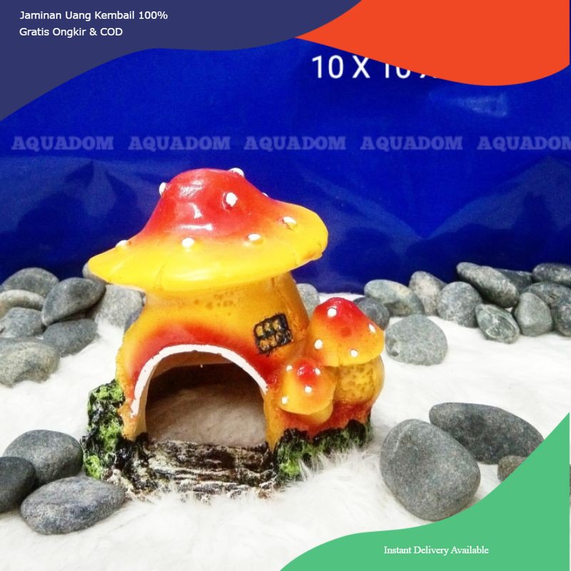 hiasan aquarium jamur, hiasan aquarium fiber jamur, dekorasi aquarium jamur, dekorasi aquarium fiber