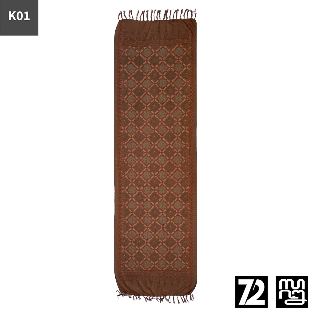 SYAL BATIK SCARFT Premium Motif Kawung Klasik Warna Coklat Tua 723775 Cap 72