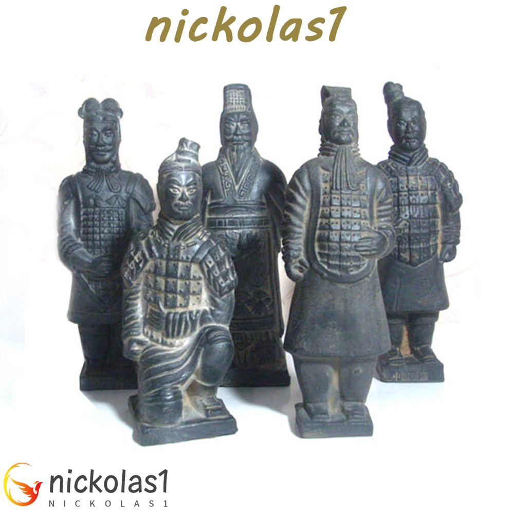 Nickolas1 Terracotta Warriors Qin Shi Huang Fitur Horses Ornamen Dekorasi Rumah China Imitasi Antik Gaya China Handmade Souvenir Terracotta Kerajinan Patung Tentara