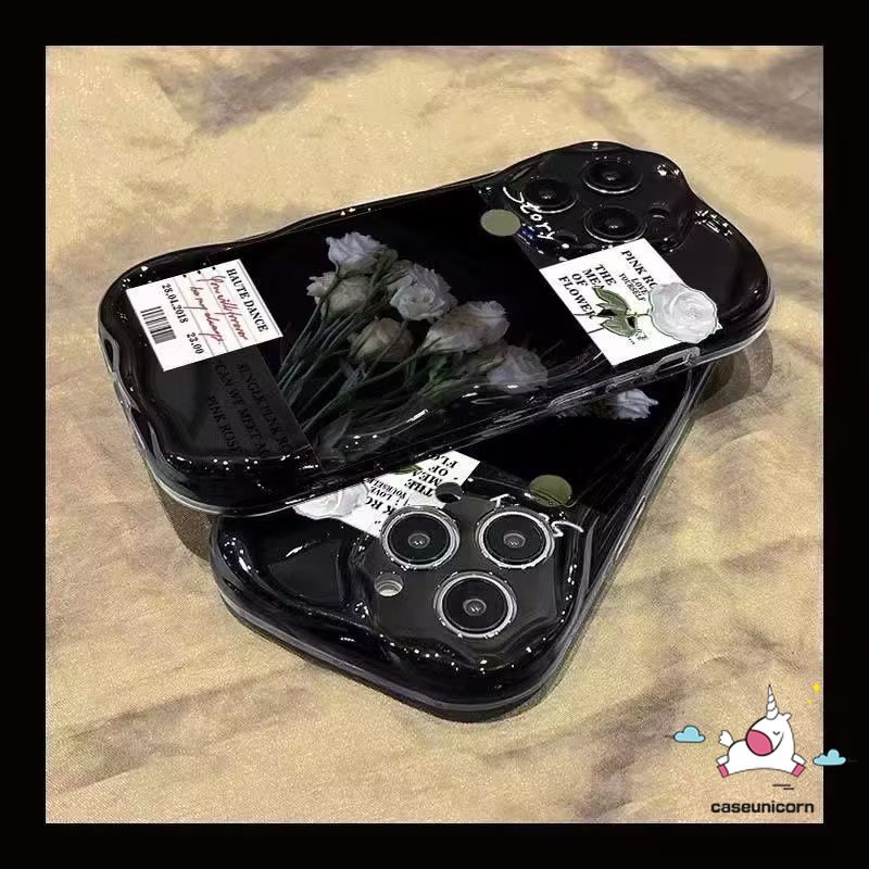 Untuk Realme C53 C35 C55 C31 5i 9i 5s 5 7i 6i C11 C25 C33 C30 C15 C25s C21Y C25Y C12 C21 C17 C2 C20 C3 C20A Cat Minyakin Retro Rose Simple Label Floral Lembut 3D Bergelombang Curved Edge Case