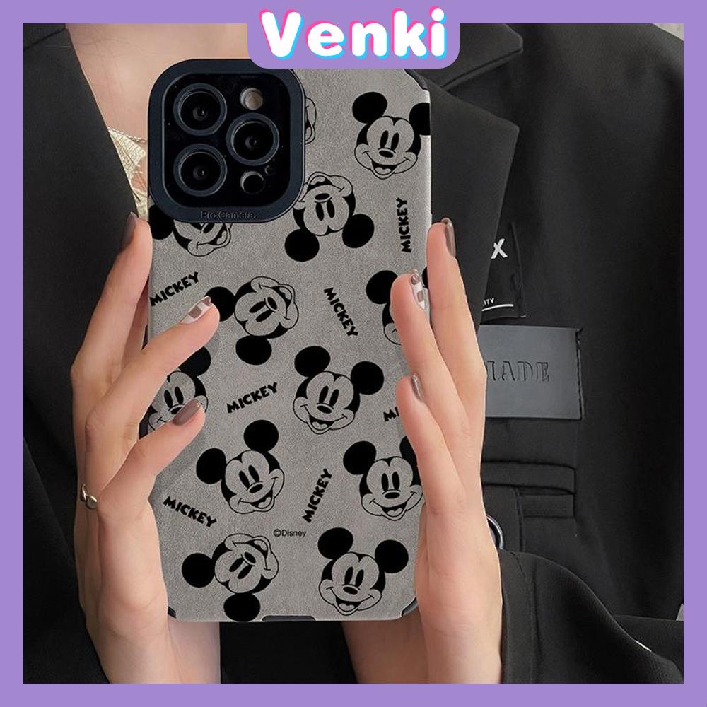 VENKI - Untuk iPhone 11 Case Leather Leather Pupil Eyes Suede Phone Case Soft Shockproof Airbag Case Pelindung Kamera Lucu Kartun Mouse Kompatibel dengan iPhone 14 13 Pro max 12 xr