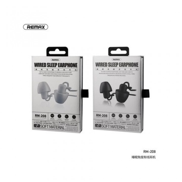 854 REMAX RM-208 - Hands-free Sleep Silicone Wired 3.5mm Stereo Earphone