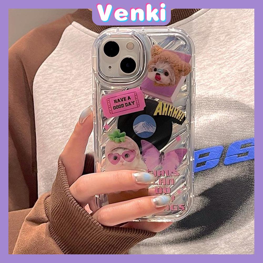 VENKI - Untuk iPhone 11 iPhone Case Laser Reflektif Bening Ponsel Case TPU Lembut Shockproof Airbag Case Cute Kucing Anjing Kompatibel dengan iPhone 14 13 Pro max 12 Pro Max XR XR 7Plus 8Plus