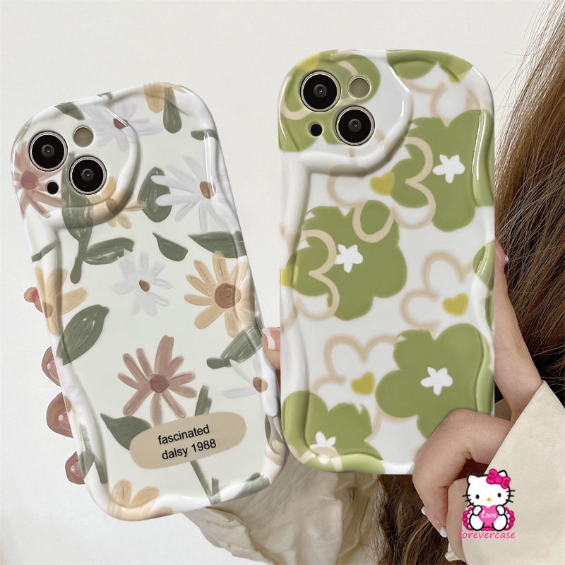 Casing Bunga Segar Daisy Terpesona Untuk Samsung A23 A04 A30s A50 A03s A20s A51 A20 A24 A14 A21s A32 A11 A03 A04s A10s A02s A12 A13 A30 A52 3D Wavy Curved Edge Glossy Soft Cover