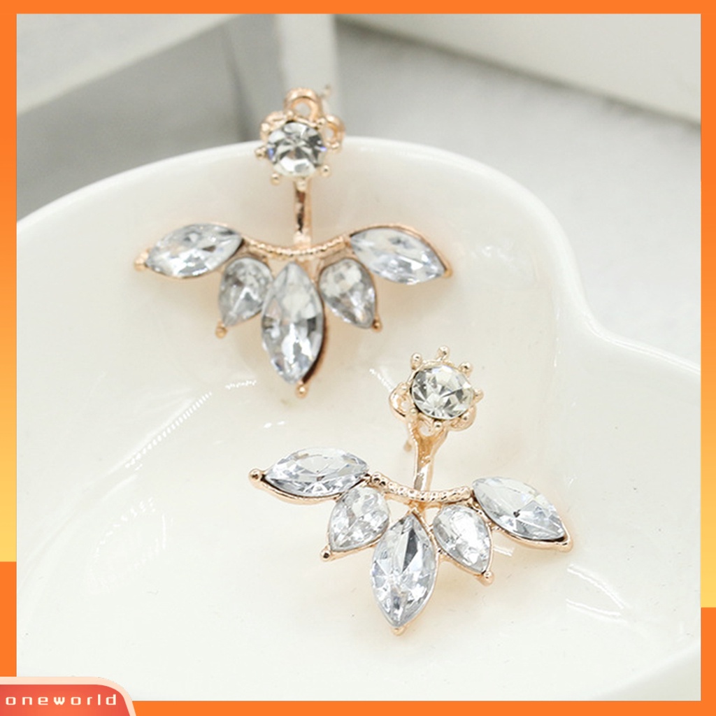 [WOD] 1pasang Nice-looking Ear Studs Paduan Praktis Bentuk Bunga Berlian Imitasi Wanita Anting Perhiasan Aksesori