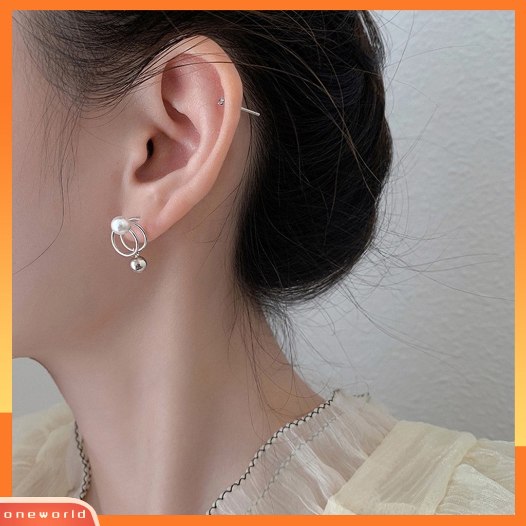 [WOD] 1pasang Anting Indah Elegan Pakaian Sehari-Hari Portabel Wanita Gaya Korea Manis Faux Pearl Ear Studs Untuk Pesta