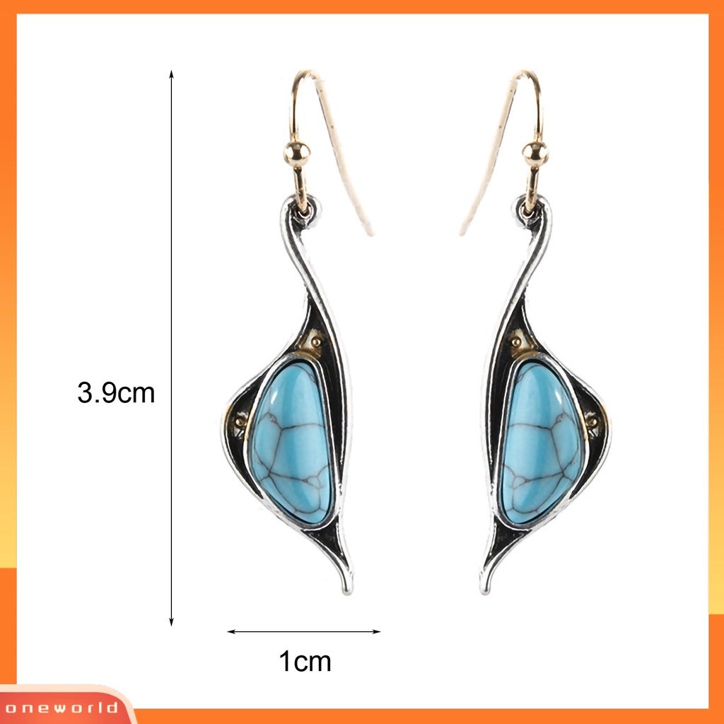 [WOD] 1pasang Anting Kait Liontin Biru Perhiasan Pirus Imitasi Electroplating Tahan Lama Drop Earrings Untuk Pernikahan