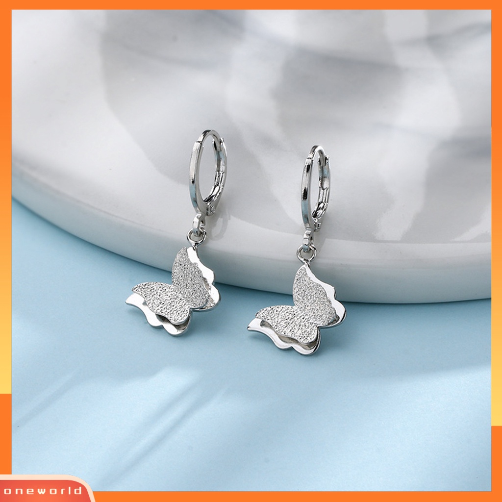 [WOD] 1pc Drop Earring Minimalis Hypoallergenic Elegan High Gloss Hadiah Fashion Perhiasan Matte Kupu Wanita Hoop Earring Untuk Pacaran