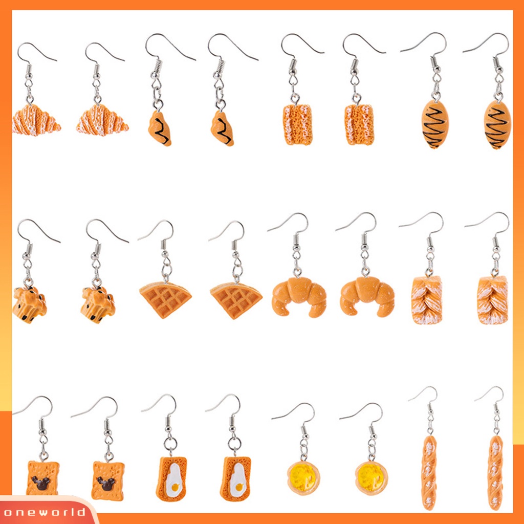 [WOD] 1pasang Anting Drop Roti Lucu Perhiasan Tahan Lama Cerah Luster Hook Earrings Untuk Pakaian Sehari-Hari