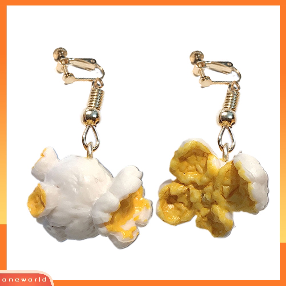 [WOD] Lucu Wanita Popcorn Makanan Menjuntai Klip Telinga Kait Anting Pesta Club Perhiasan Hadiah