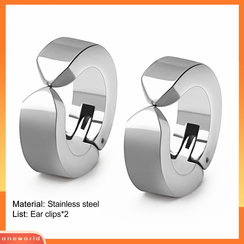 [WOD] 2pcs Anting Huggie Anti Alergi Anti-Oksidasi Stainless Steel Non-Piercing Earrings Ear Clip Untuk Pesta