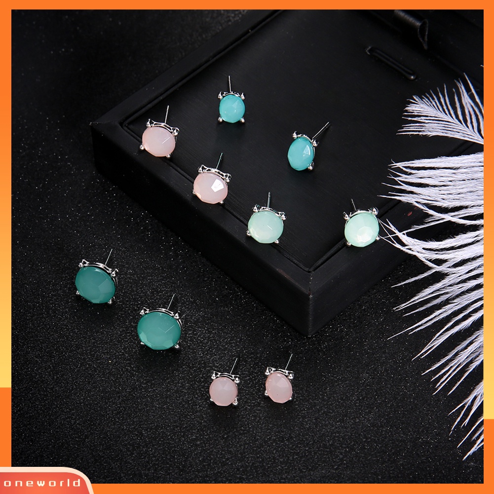 [WOD] 5pasang Geometris Zirkon Hias Telinga Studs Set Gadis Club Tanggal Belanja Anting-Anting