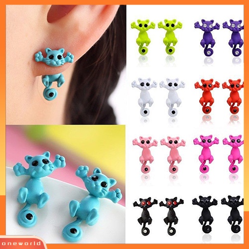 [WOD] Kreatif 3D Hewan Anting Kartun Kucing Kucing Indah Telinga Stud Earrings Perhiasan