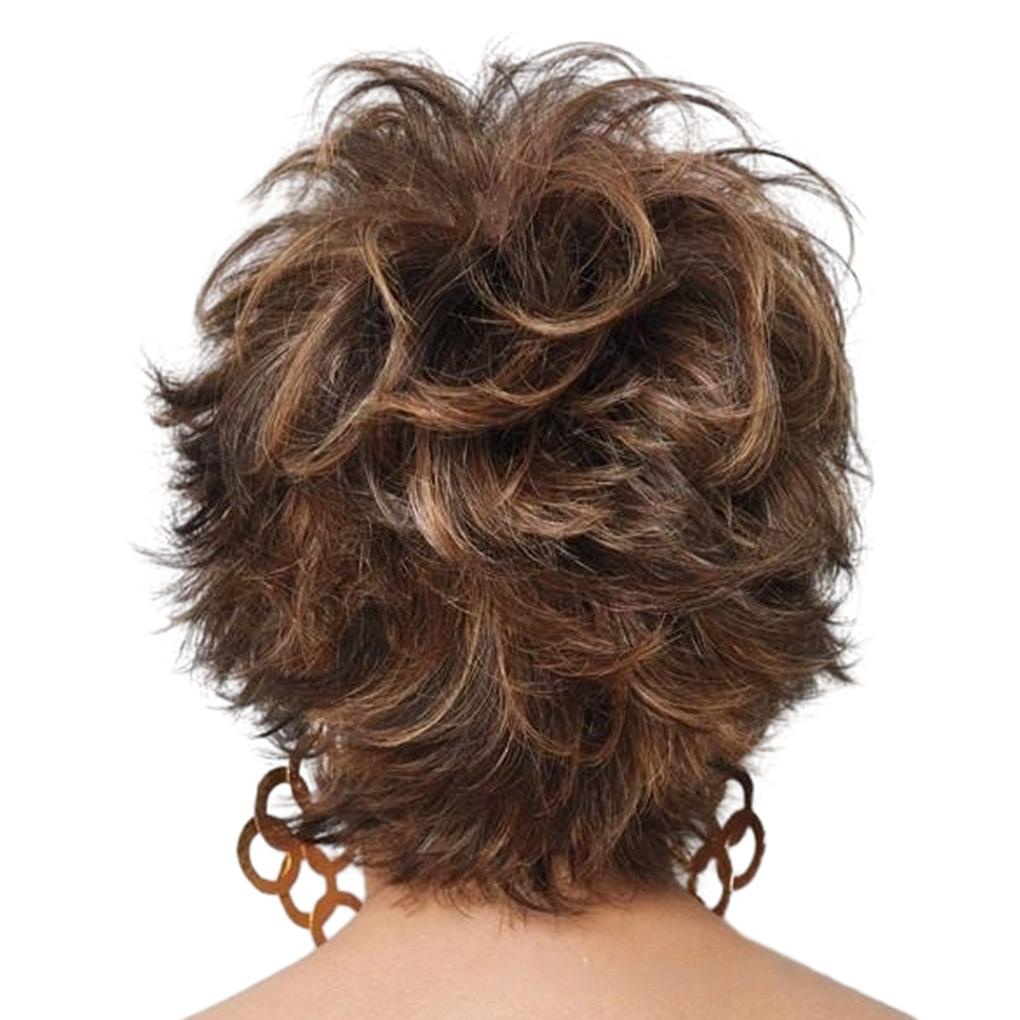 Wig Rambut Pendek Portable Hairpieces Potongan Rambut Palsu Ringan Wanita Wig Dengan Topi Hair Extension Party Cosplay