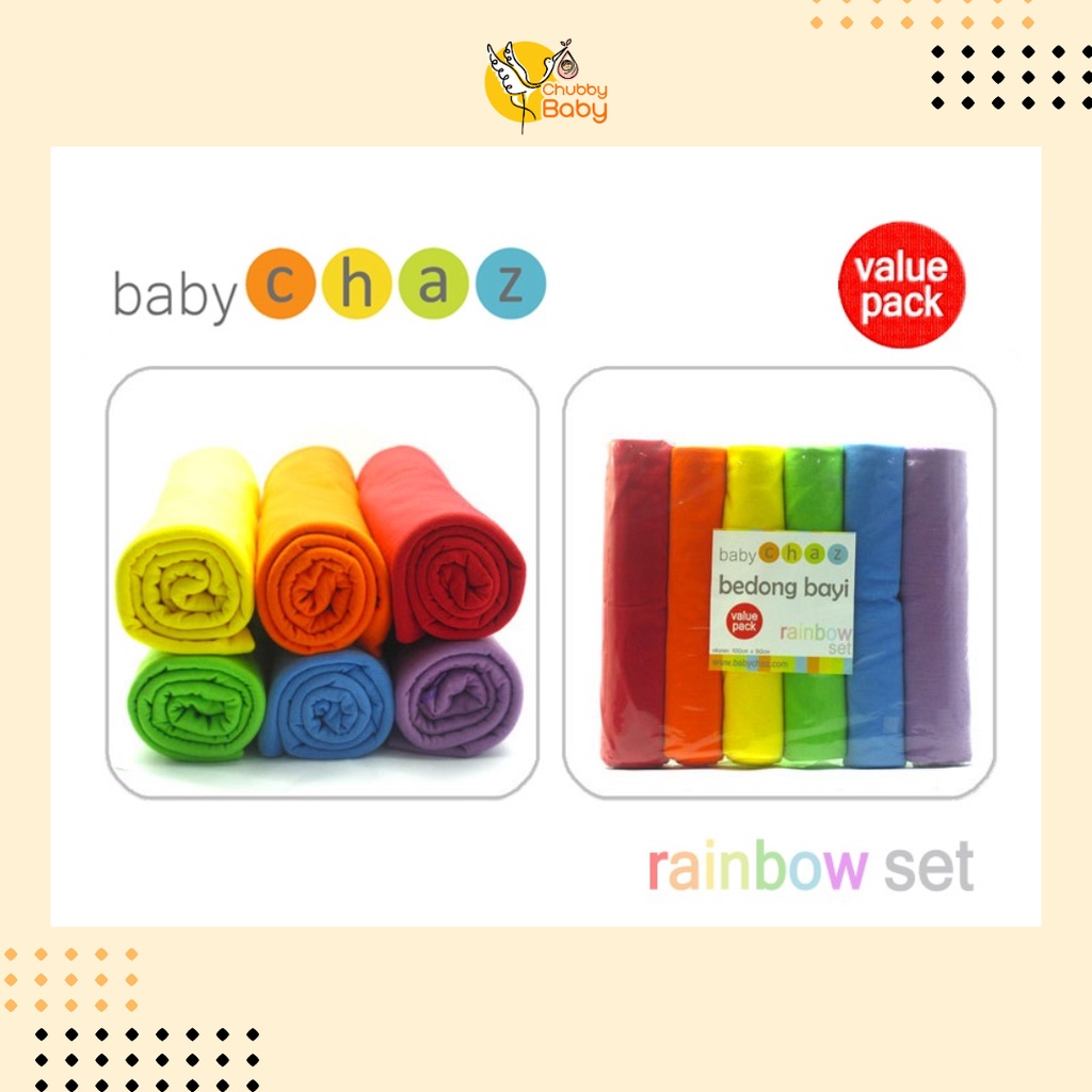 BabyChaz Baby Cotton Swaddle - Rainbow Set | Bedong Bayi isi 6pcs