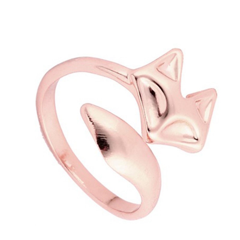 Trendy Cincin Rubah Hewan Untuk Wanita Mode Indah Rubah Dengan Ekor Panjang Pesona Knuckle Finger Ring Jewelry