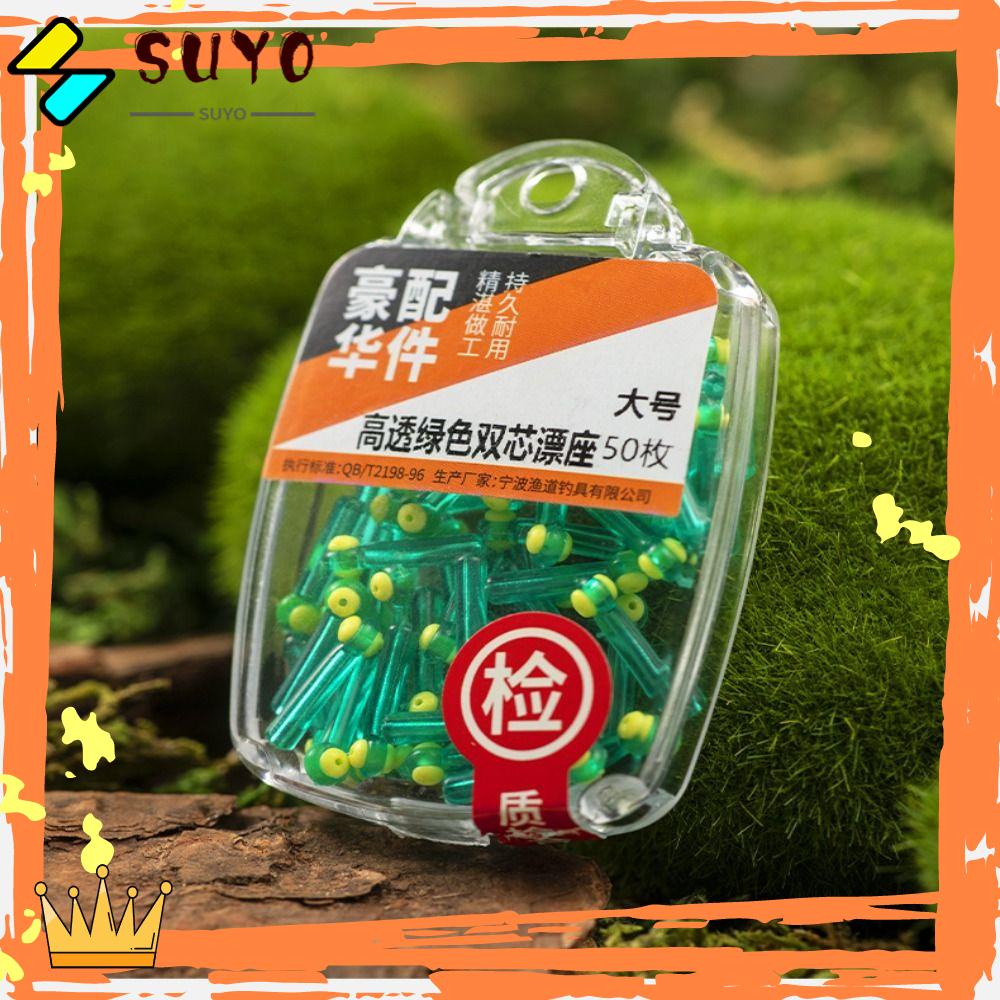 Suyo 50 Pcs/ Lot RoFishing Hooks Persediaan Transparansi Tinggi Gaya Ganda Aksesoris Kecil Hijau Transparan
