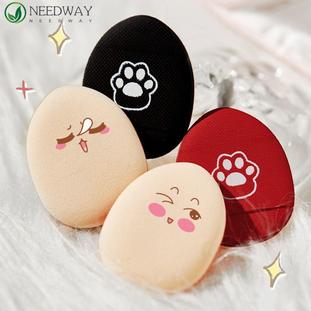 Needway Mini Finger Puff Lucu Kartun Wajah Makeup Puff Blush Loose Powder Puff Concealer Cream Cushion Kering Basah Penggunaan Ganda Alat Foundation Makeup Spons