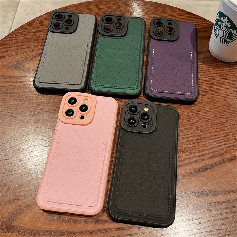 IPHONE Casing Dompet Holder Slot Kartu Bahan Kulit Mewah Untuk Iphone11 13 14 12 Pro Max6 7 8 14 plus XR XS MAX X Soft Silicone Cover