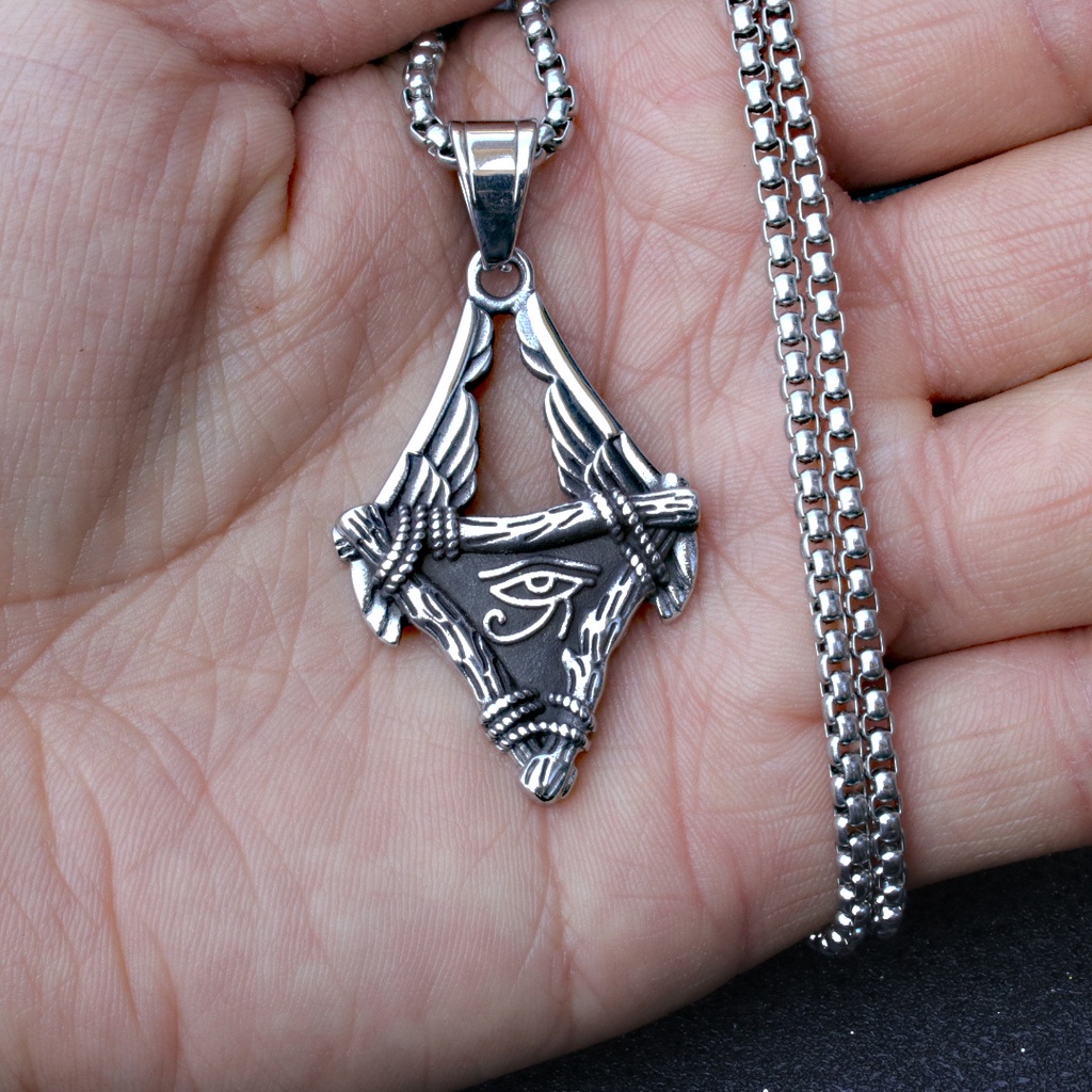 Kalung Pria Liontin Mata Horus Vintage, Kalung Alloy Hip Hop，kalung pria anime，kalung untuk pria